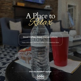 inside of a room with a water bottles